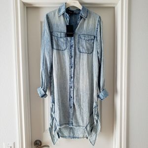 Raw Hem Light Denim Dress